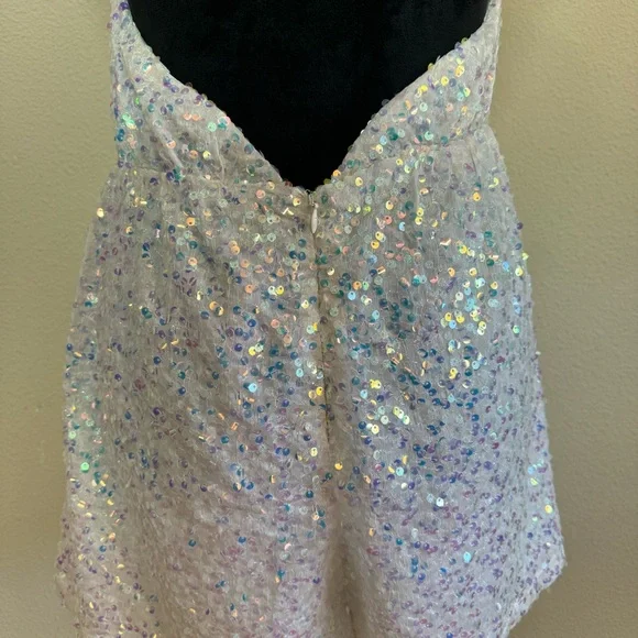 Cloud Ten romper women large cowl neck open back sequin halter one piece white - Picture 3 of 13